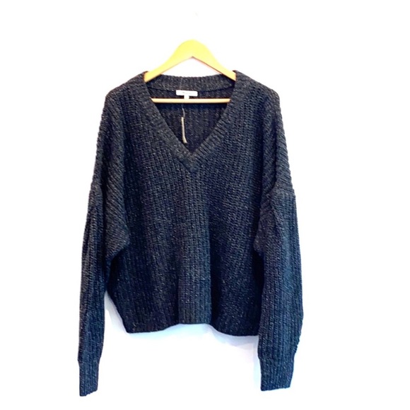 Madewell Chunky Cropped V Neck Sweater - Picture 2 of 4